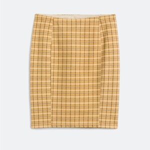 Liverpool Bia Knit Pencil Skirt | Goldenrod Yellow/Grey-Blue Plaid | Petite 10P